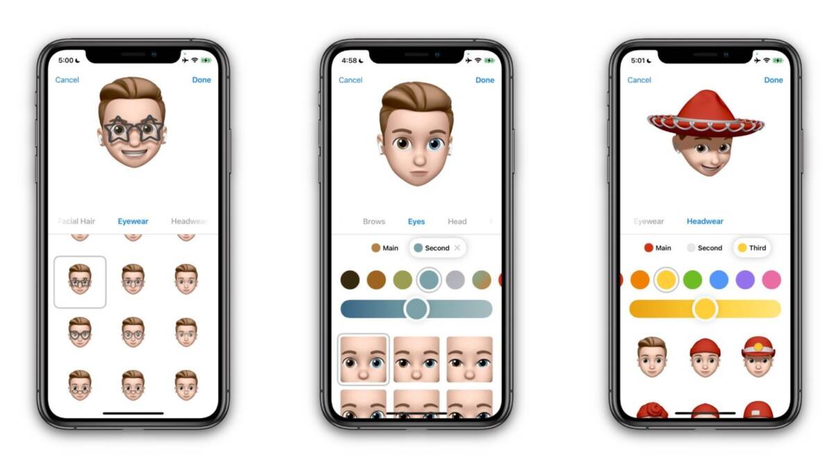 Экран iPhone с настройками эмодзи для профиля
