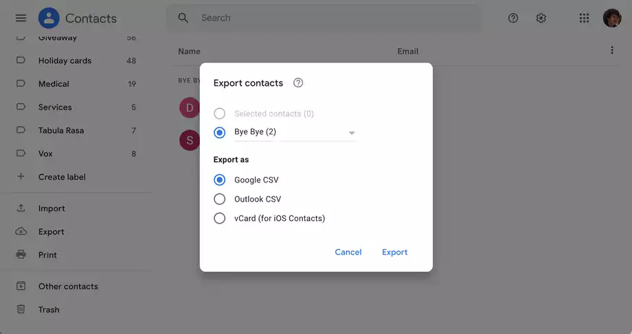 Как скрыть (но не удалить) ненужные контакты Google 12 screen shot 2021 08 23 at 4.23.14 pm