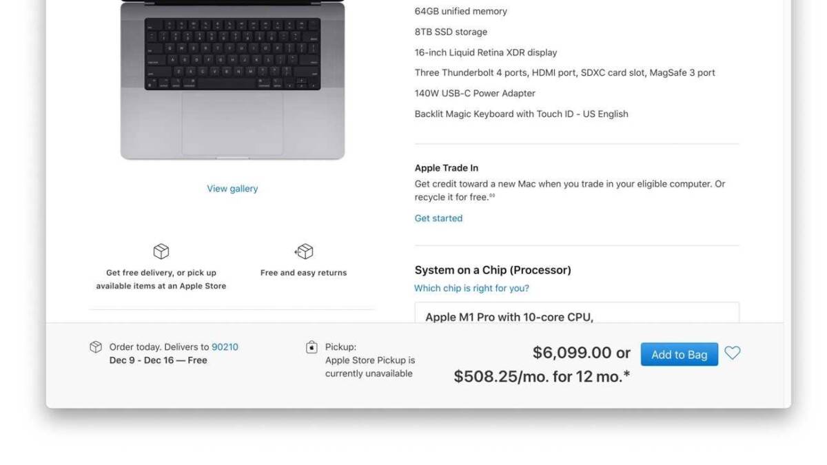 Цена на MacBook Pro 2023 с Touch ID и процессором