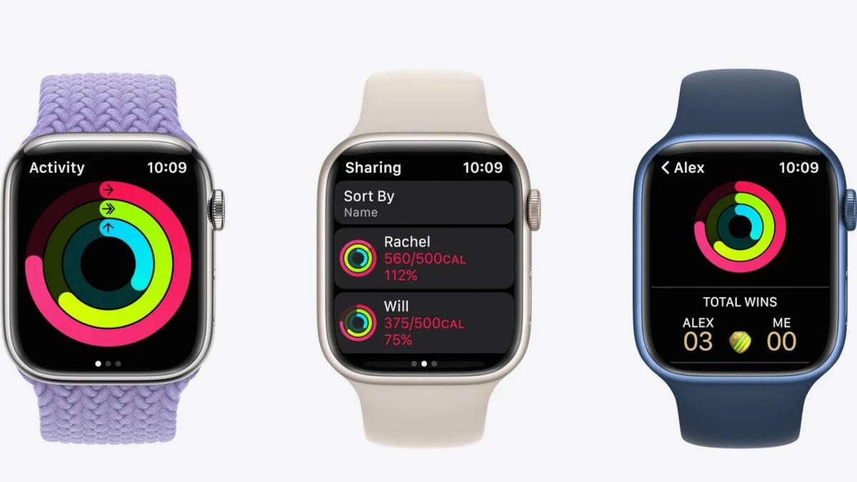 Экраны Apple Watch Series 7 с активностью и статистикой