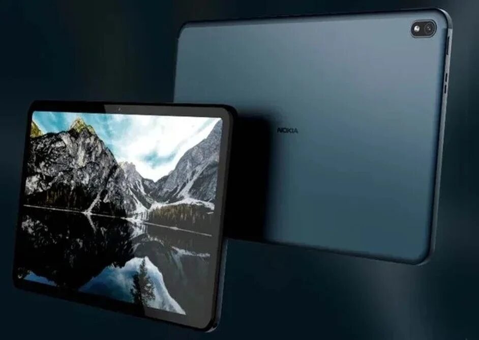 Планшет Nokia T20 сбоку и сзади с двойной камерой