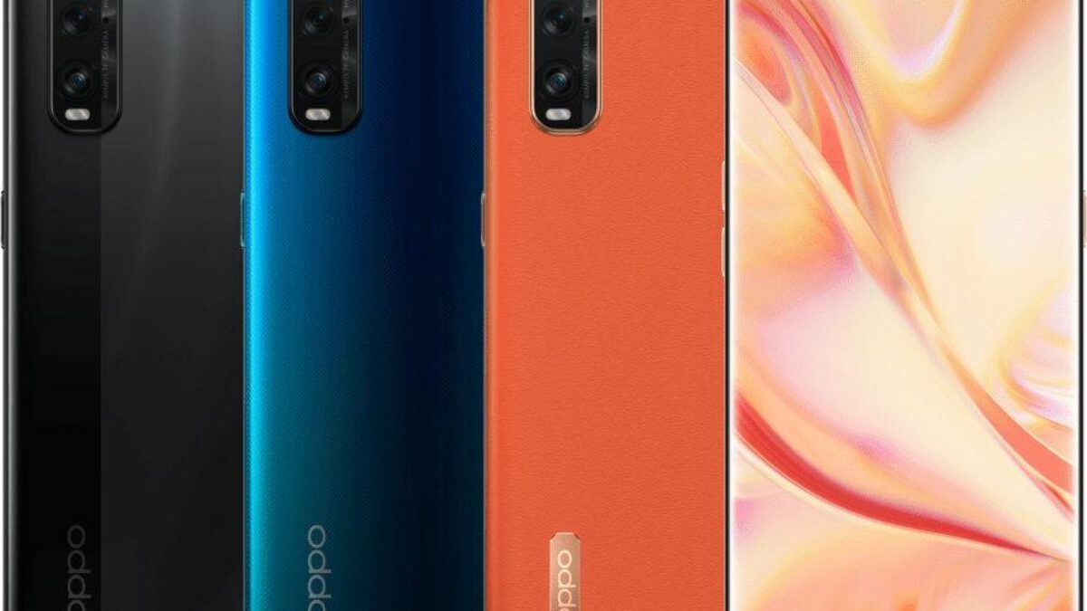 Разные цвета смартфонов OPPO с задней камерой и дисплеями