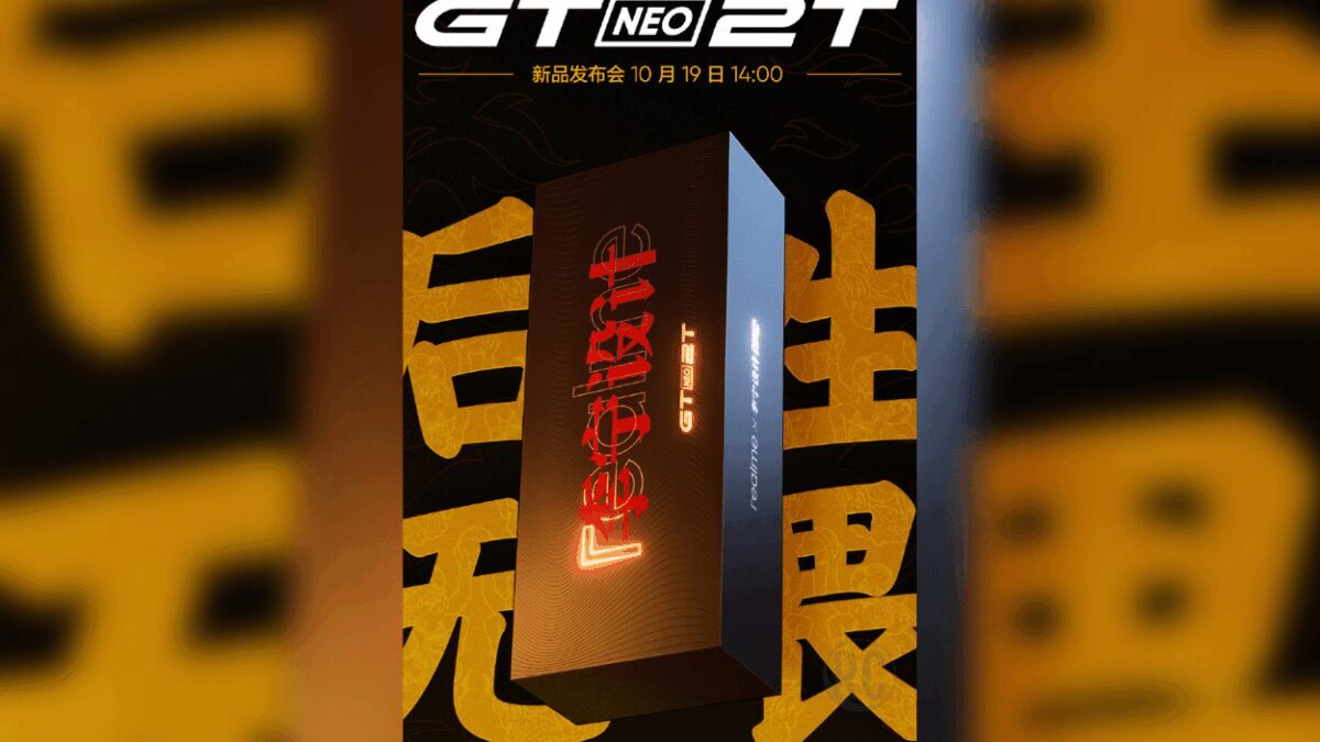 Промопостер Realme GT Neo2T с изображением упаковки и датой поступления 19 октября