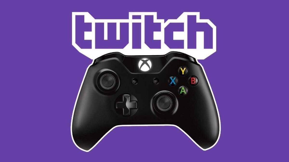 Игровой контроллер Xbox с логотипом Twitch на фоне фиолетового цвета