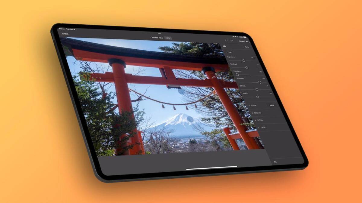 Adobe вводит плагин Camera Raw в Photoshop для iPad 3 Планшет iPad с интерфейсом редактора фото Adobe Camera Raw