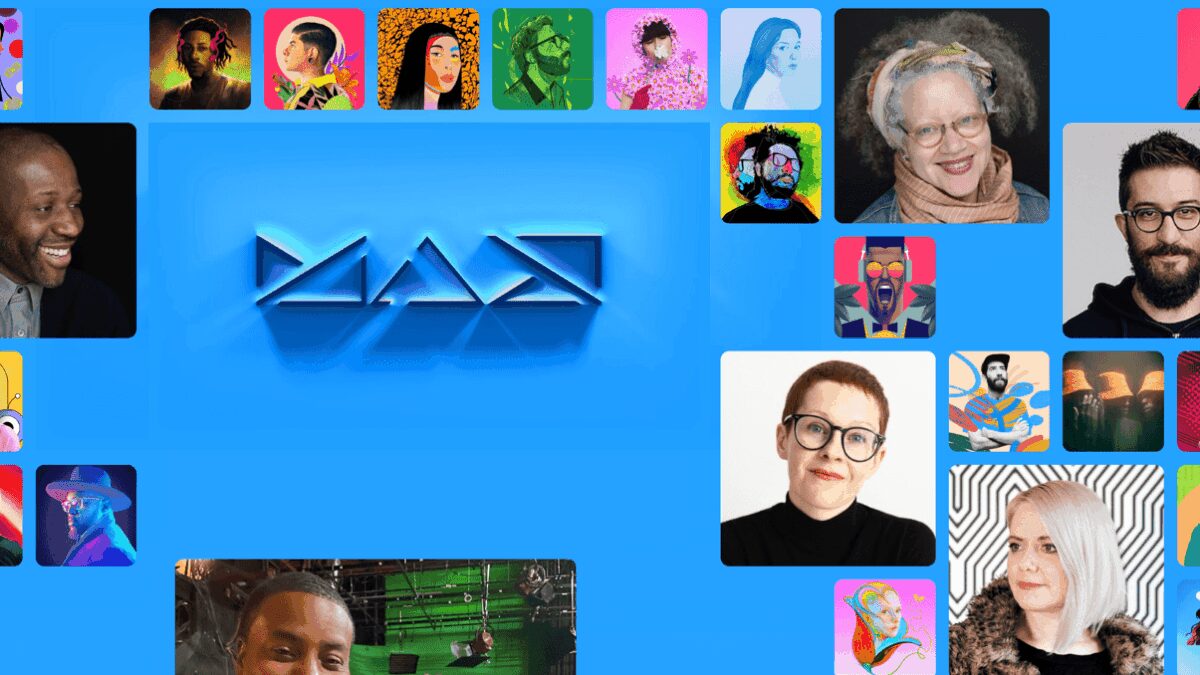 Коллаж из портретов людей на тему Adobe MAX 2021