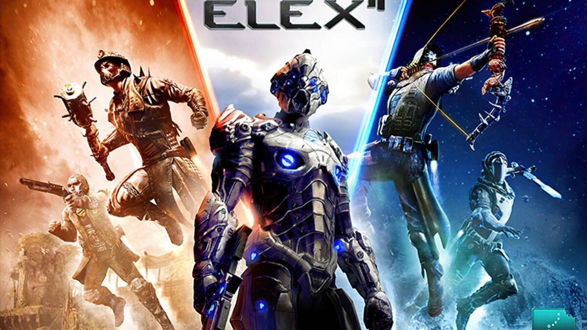 Обложка игры ELEX 2: главный герой и враги с боевым оружием