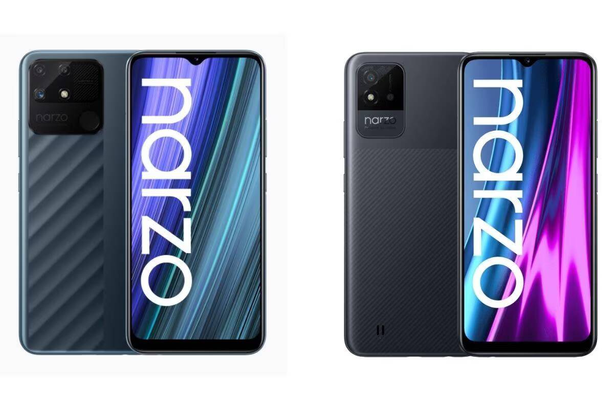 Смартфоны Realme narzo 50 спереди и сзади, дисплеи и камеры