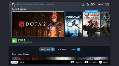 Valve рассказала больше подробностей про Steam Deck 13 Экран Steam Deck с отображением списка игр и меню интерфейса