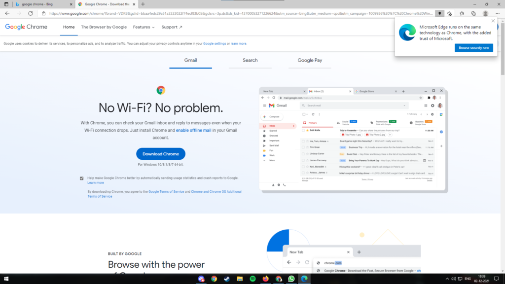 Microsoft пытается помешать пользователям переходить на браузер Chrome 3 Microsoft