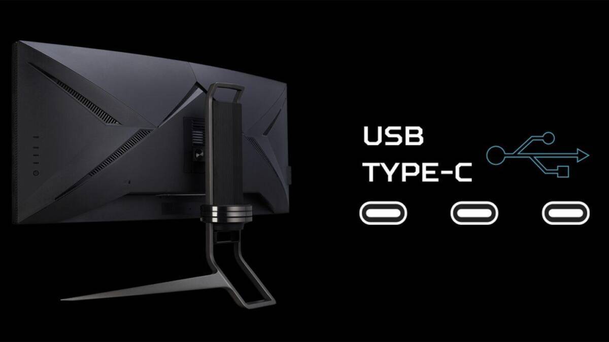 Задняя панель монитора Acer Nitro XR343CKP с разъемами USB и Type-C