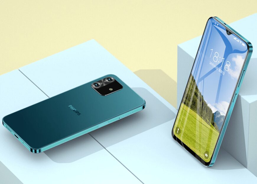 Задняя панель и дисплей бюджетного смартфона Philips PH2 с двойной камерой и интерфейсом