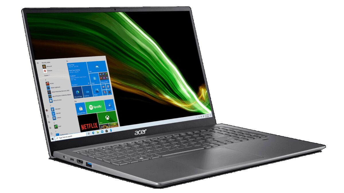 Acer представила новый легкий и производительный ноутбук Swift 3 5 Ноутбук Acer Swift 3 с открытым экраном и клавиатурой вид сбоку