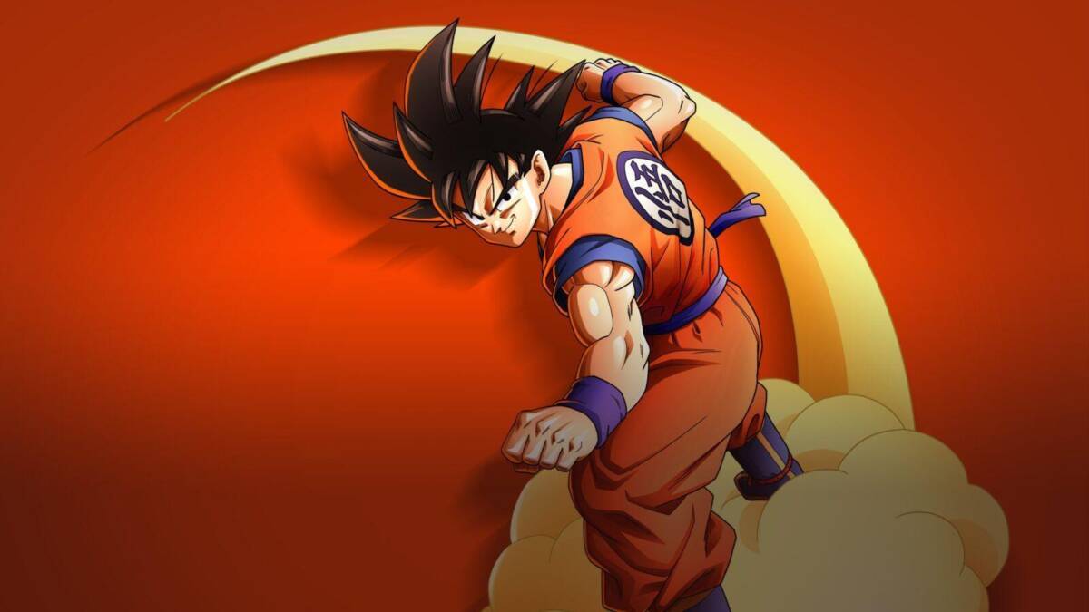Гоку из Dragon Ball Z на оранжевом фоне в аниме-стиле для Realme GT2 Pro