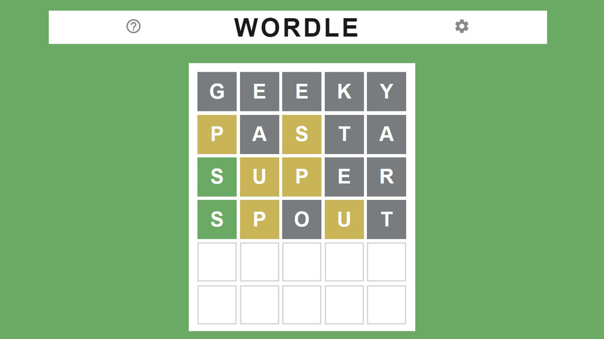 Клавиатура игры Wordle на экране с зеленым фоном и буквами