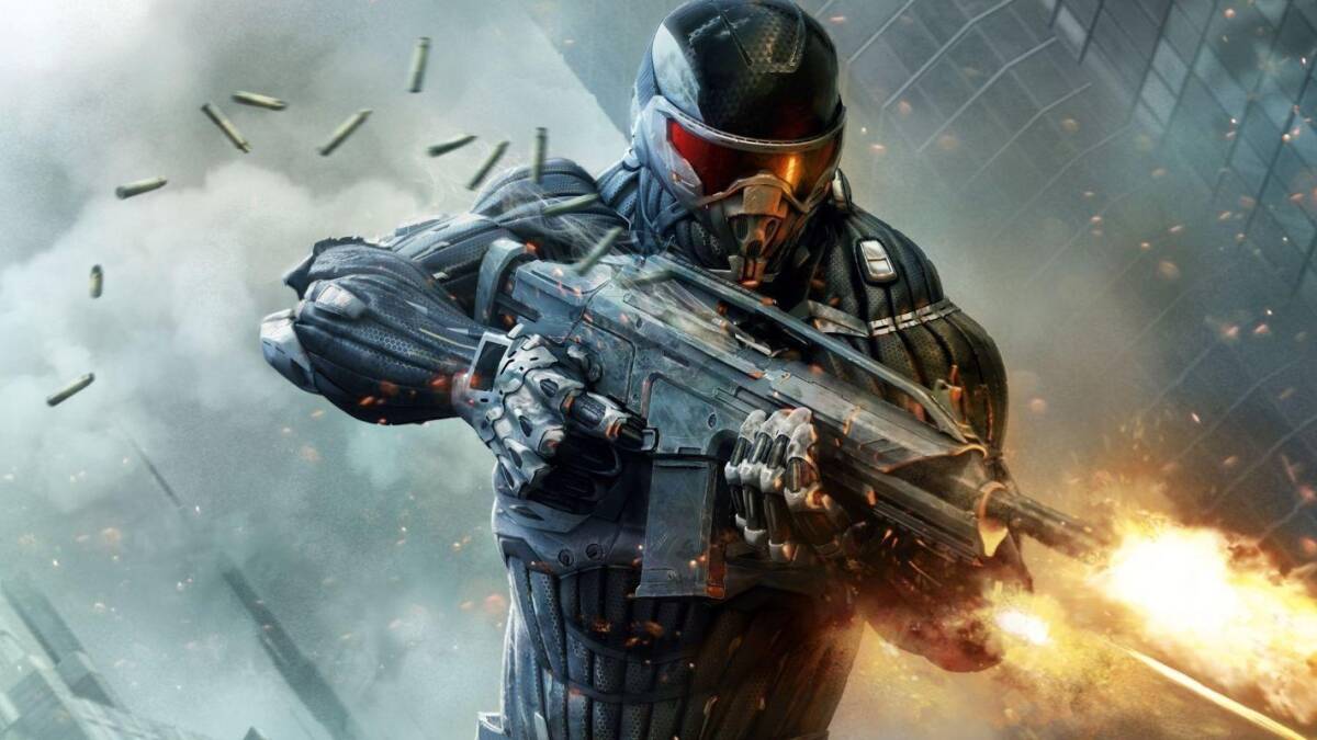 Кадр из трейлера Crysis 4: боец Crytek в шлеме с оружием на поле боя
