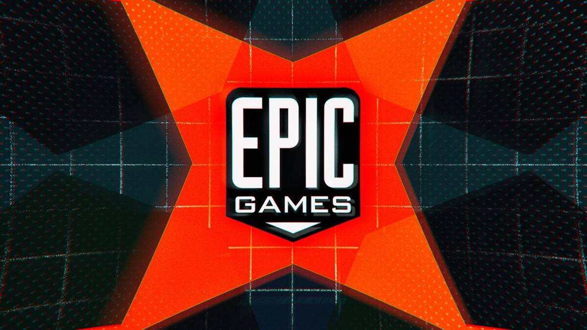 Логотип Epic Games на технологическом абстрактном фоне, иллюстрация к новостям Epic Games в Польше