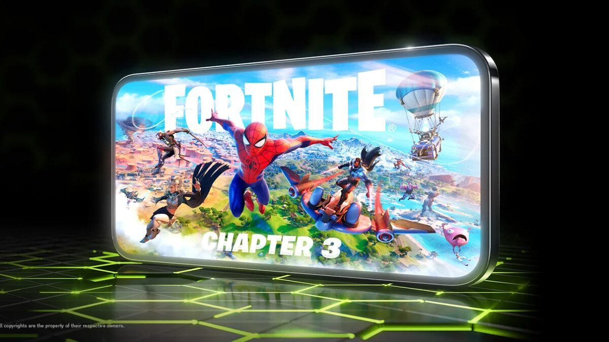 Сервис Nvidia GeForce Now возвращает Fortnite на устройства с iOS 3 Смартфон с изображением игрового экрана Fortnite на дисплее
