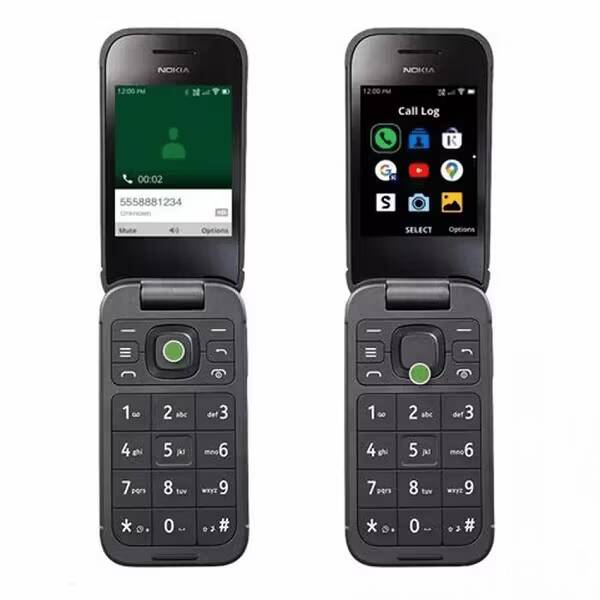Две раскладные телефоны Nokia 2760 Flip 4G с открытым дисплеем