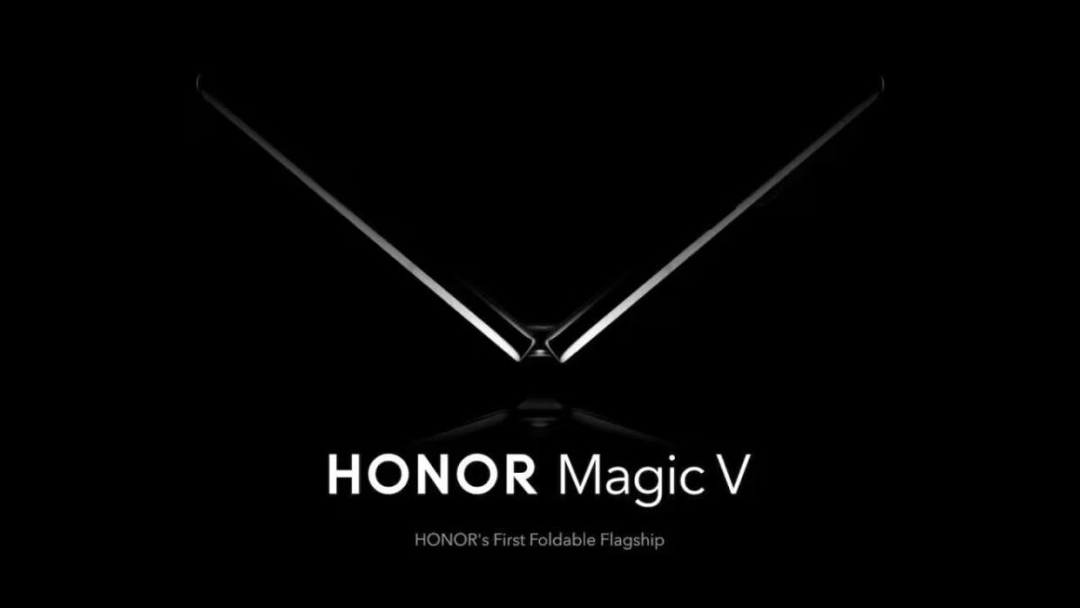 HONOR Magic V складной смартфон в раскрытом виде, вид на гибкий экран и дизайн корпуса