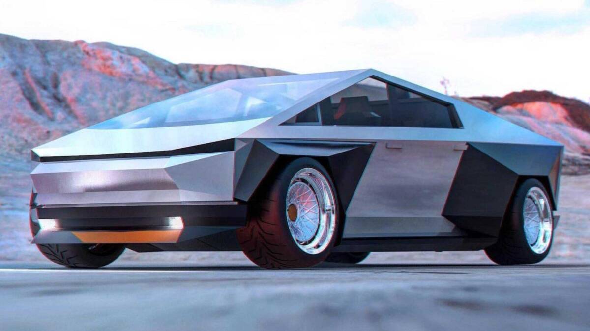 Электрический пикап Tesla Cybertruck с футуристическим дизайном