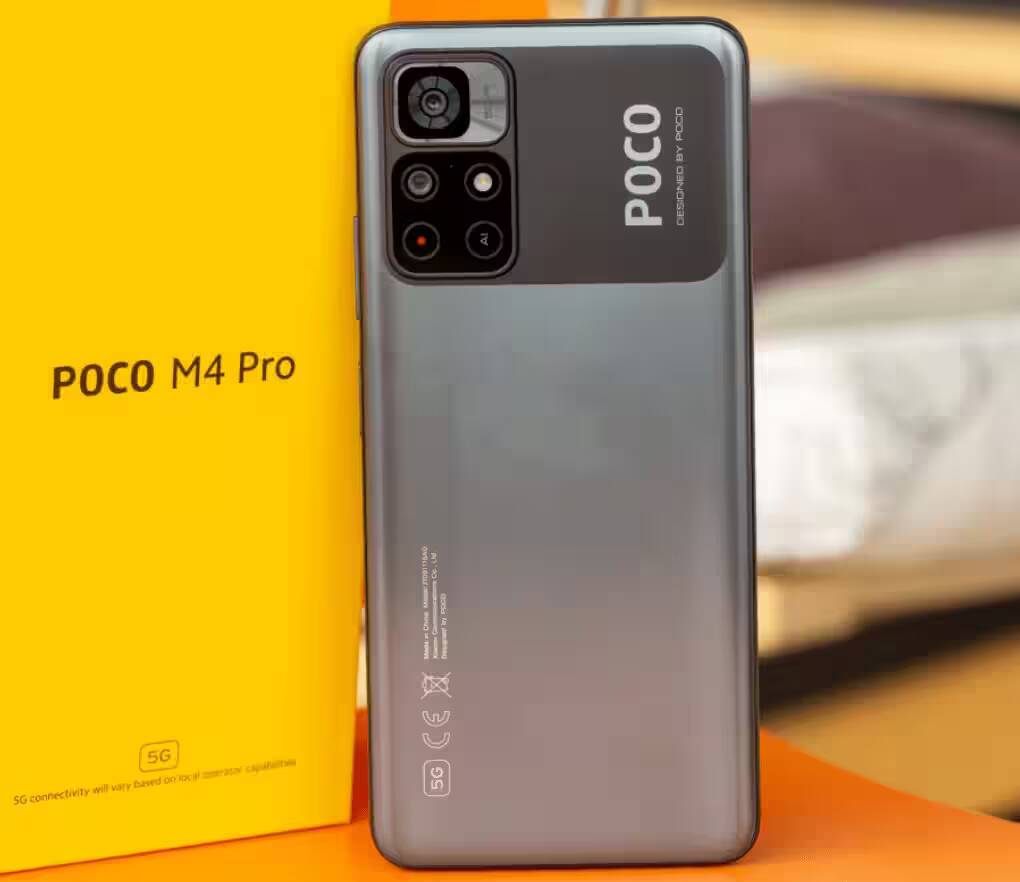 Задняя панель Poco M4 Pro 5G с камерами и логотипом