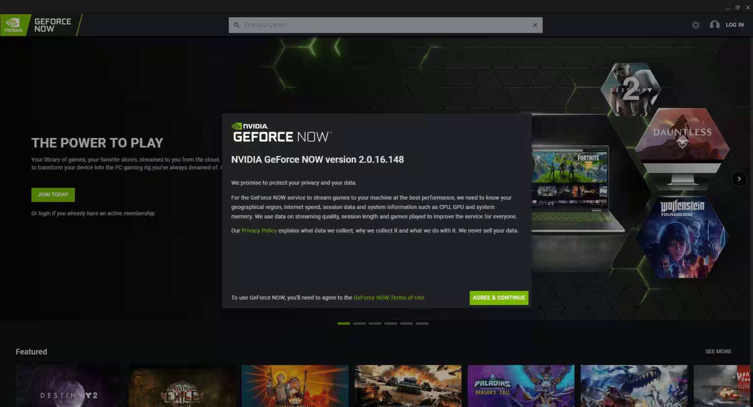 Экран GeForce NOW на Mac с поддержкой Apple Silicon