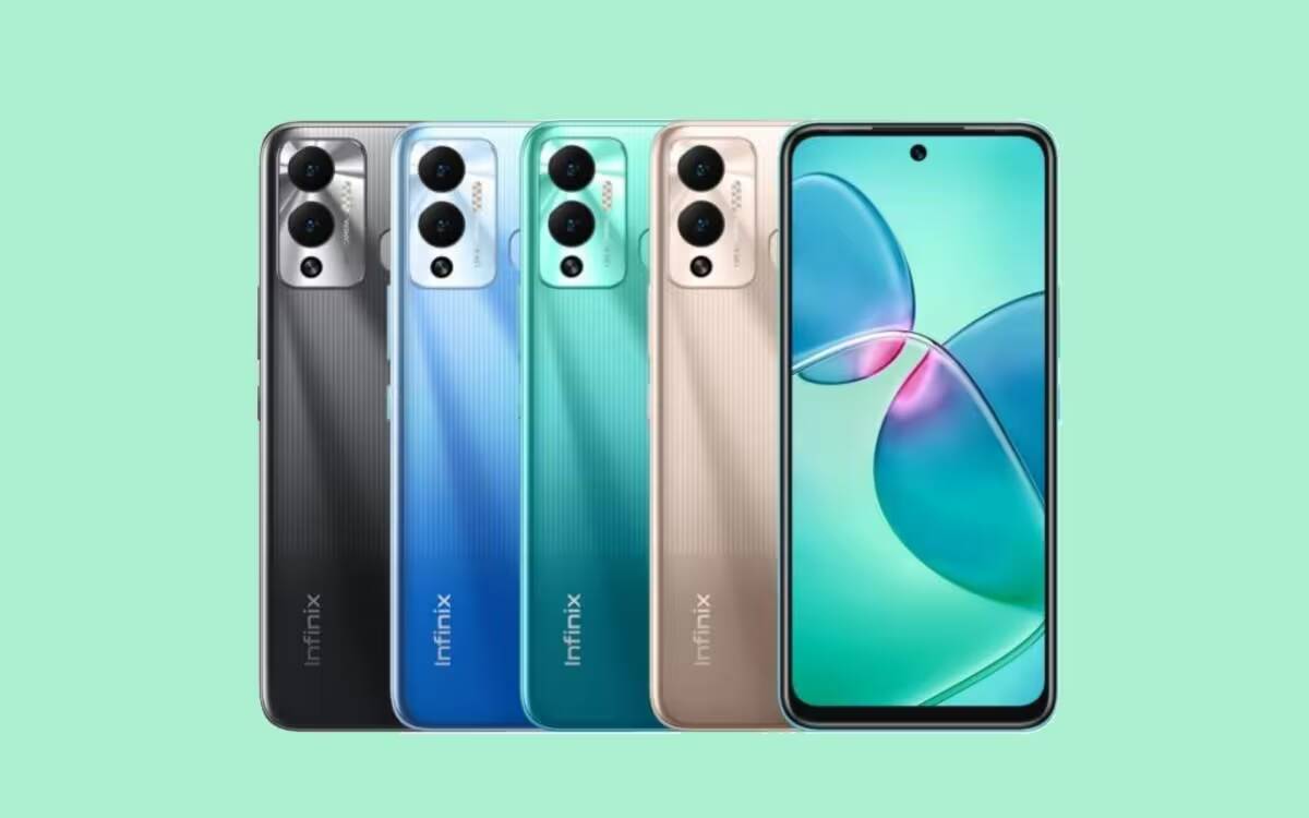 Несколько цветных смартфонов Infinix Hot 12 Play с задней камерой и дисплеем