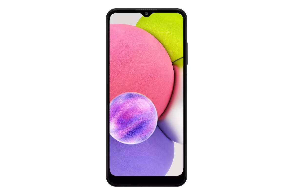 Экран смартфона Samsung Galaxy A04s с изображением разноцветных шаров
