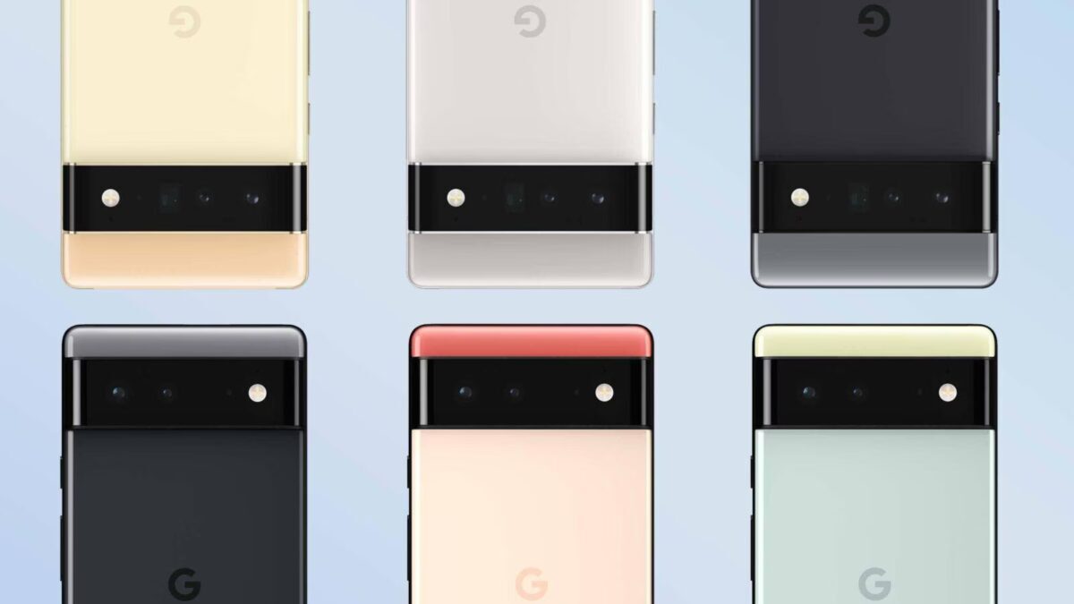 Задняя панель смартфона Google Pixel 6a в разных цветах, показана вариация корпуса