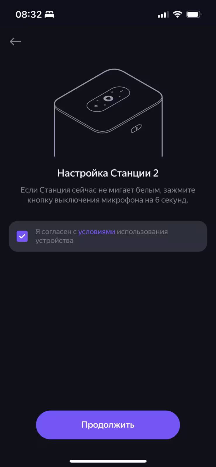Экран настройки Яндекс Станции 2 с изображением интерфейса