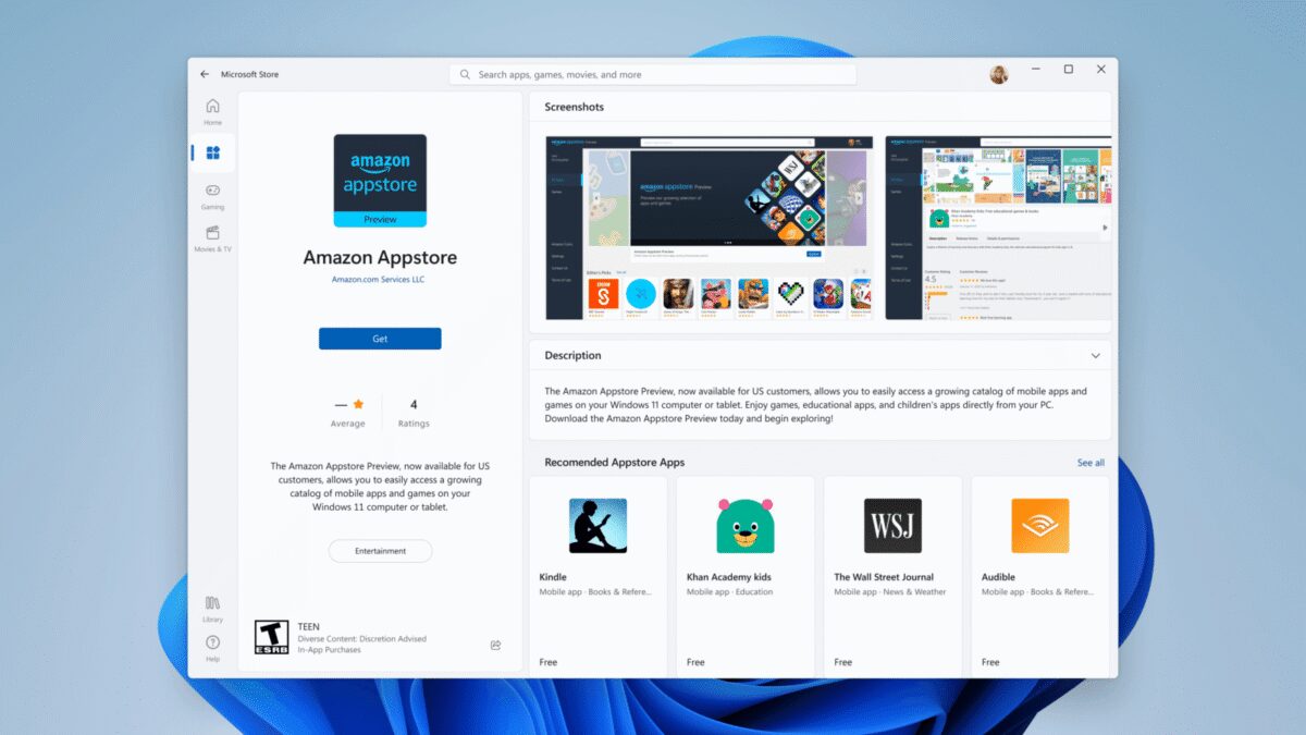 wsa amazon appstore get