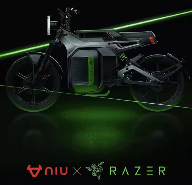 Электросамокат NIU X Razer SQi Edition с зелеными лазерными линиями