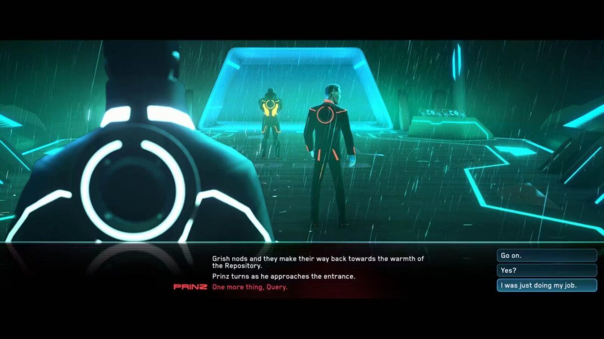 Кадр из визуальной новеллы Bithell Games по вселенной Tron
