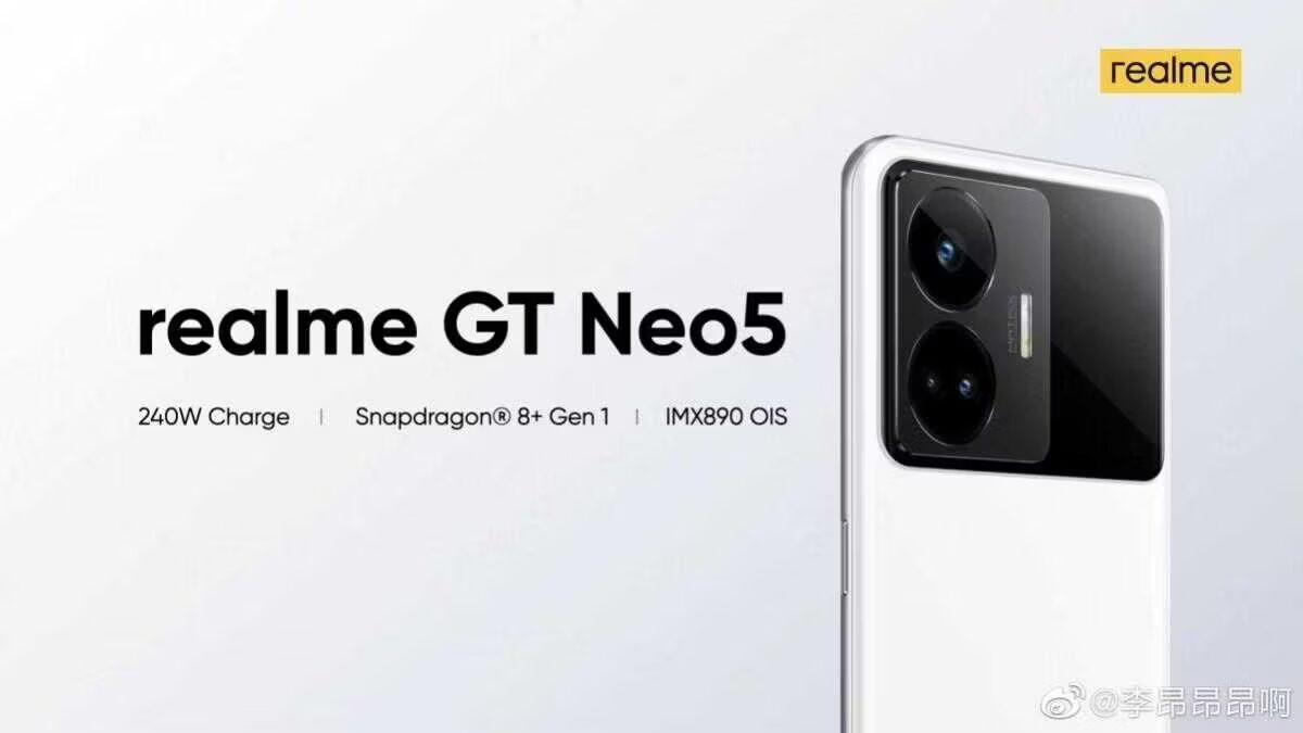 Realme GT Neo 5 с Snapdragon 8+ Gen 1 и 50-Мп камерой показан на рендерах
