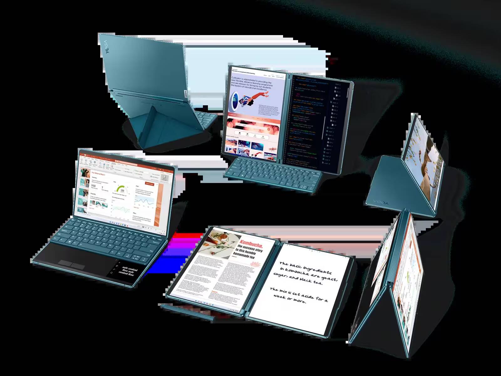 Ноутбук Lenovo Yoga Book 9i с двумя экранами, вид сверху