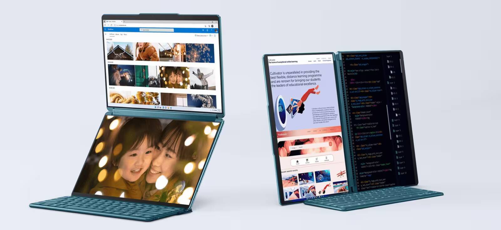 Двухэкранный ноутбук Lenovo Yoga Book 9i с клавиатурой