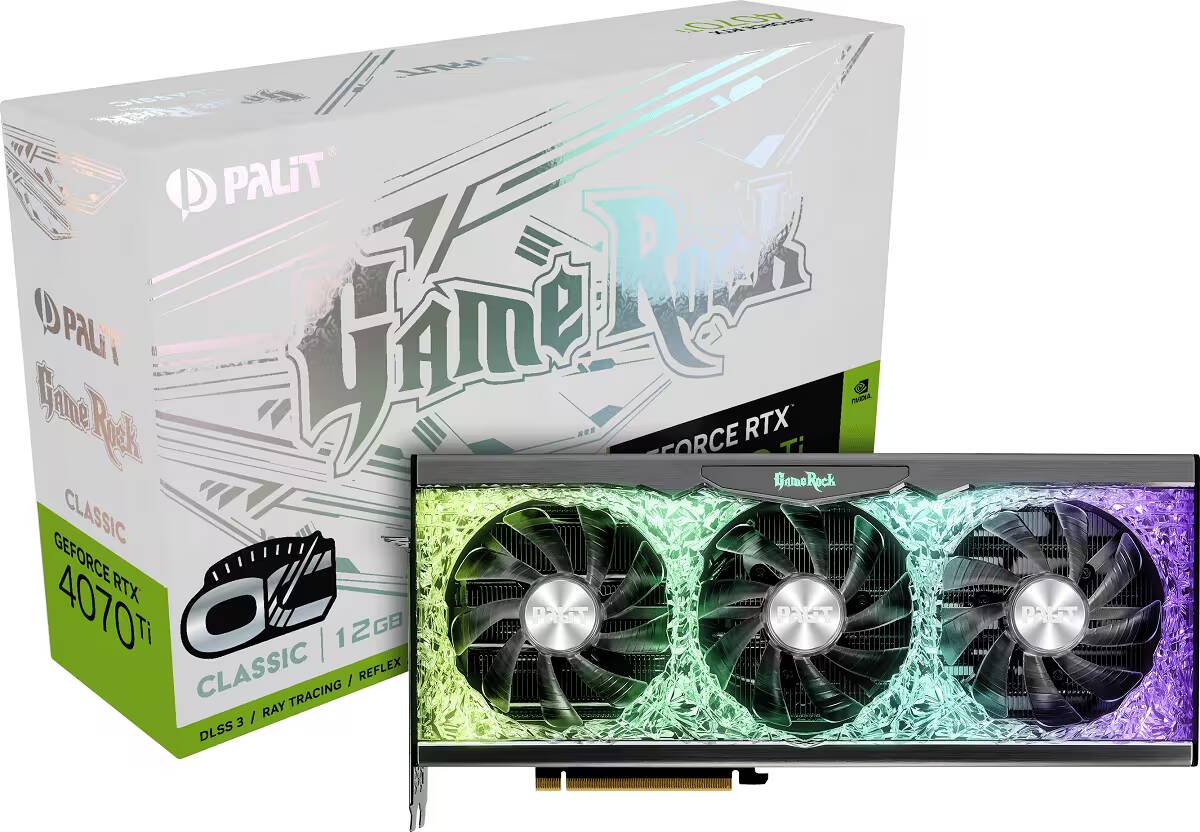 CES 2023: Palit представил серии GeForce RTX 4070 Ti 2 Видеокарта Palit GeForce RTX 4070 Ti с RGB-подсветкой и тройным вентилятором