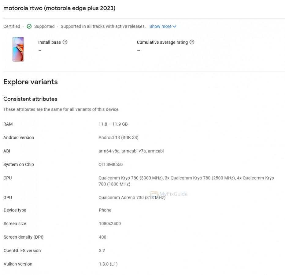 Motorola Moto Edge+ (2023) появился в Google Play с SD 8 Gen 2 5 Motorola