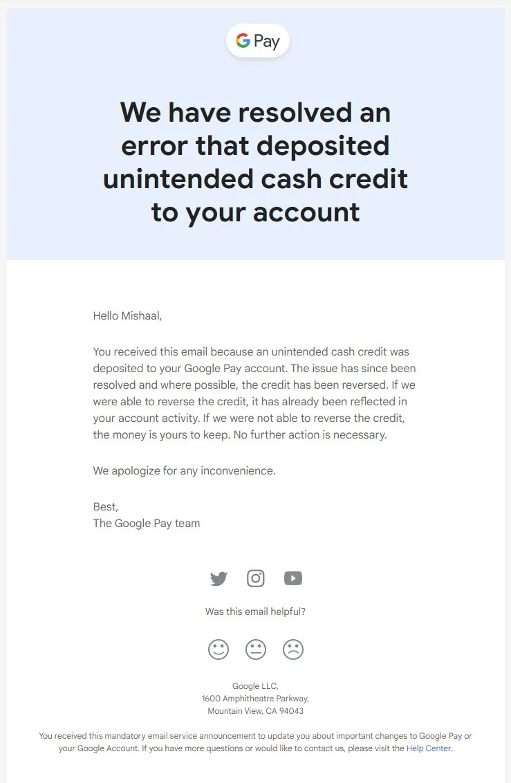Пользователи Google Pay получили неожиданный кэшбэк из-за ошибки компании 5 qamuiasrau6s