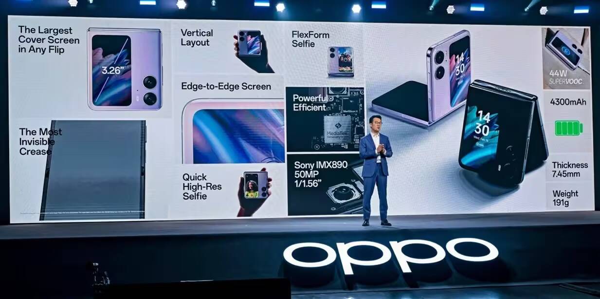 OPPO начала продажи складного смартфона Find N2 Flip в России 2 Презентация OPPO Find N2 Flip на крупном экране