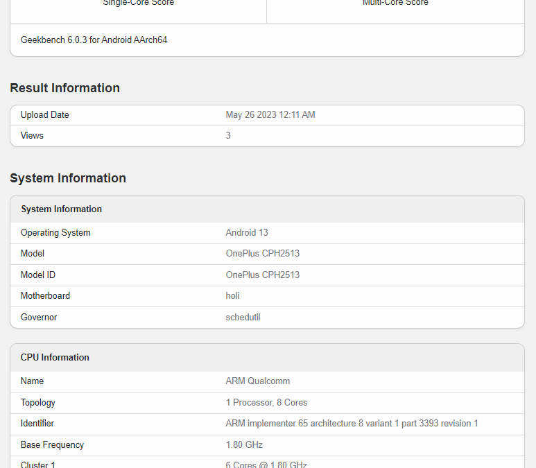 OnePlus Nord N30 засветился в Geekbench 3 screenshot 2023 05 26 102241