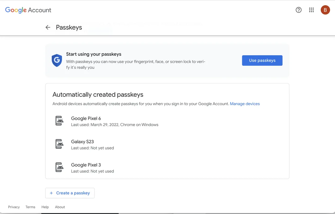 Google: как использовать ключ доступа для входа в аккаунт 6 screenshot 2023 05 05 at 2.01.27 pm