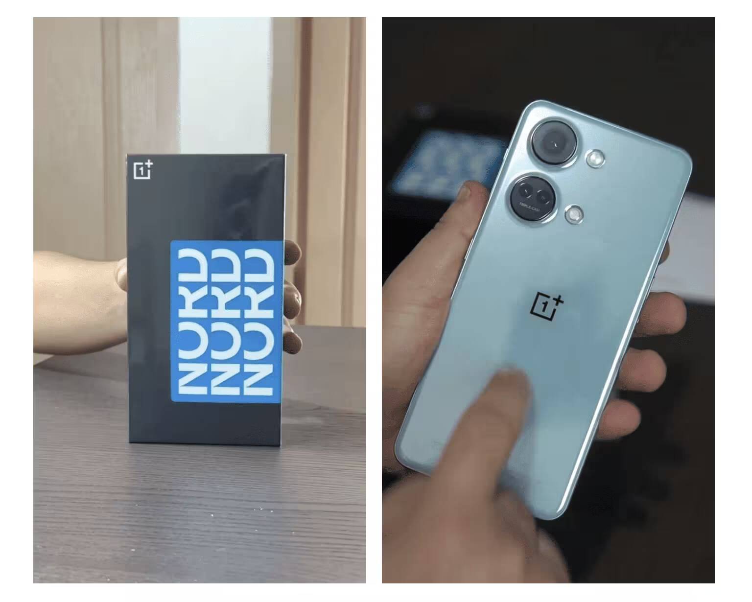 Коробка и смартфон OnePlus Nord 3 сзади