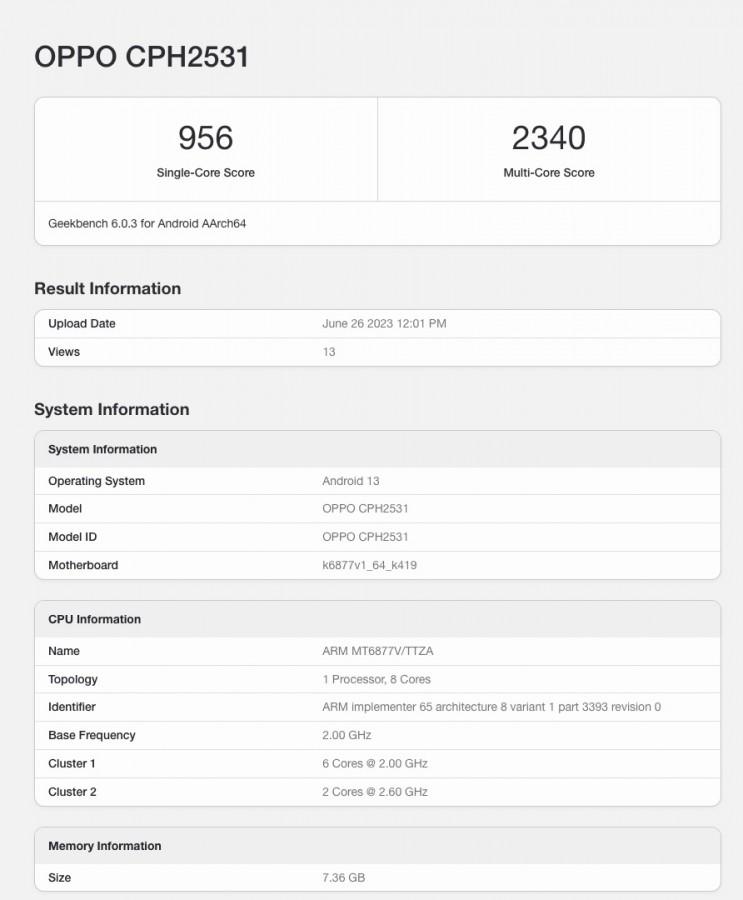 Oppo Reno10 и Reno10 Pro появились на Geekbench 8 Oppo