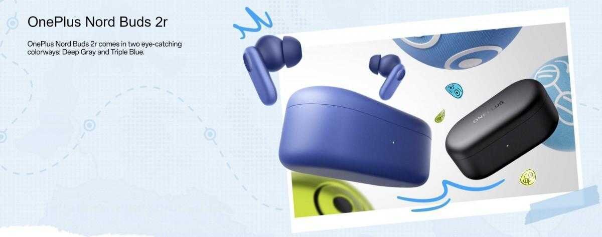 Беспроводные наушники OnePlus Nord Buds 2r с футлярами цвет тройной синий и черный