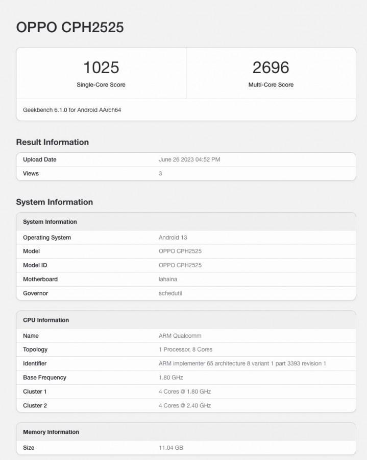 Oppo Reno10 и Reno10 Pro появились на Geekbench 9 Oppo