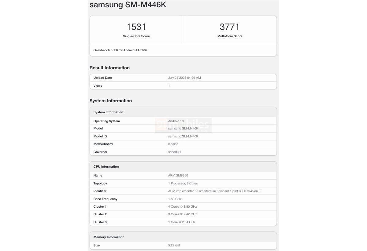 Samsung Galaxy M44 появился на Geekbench 3 Samsung