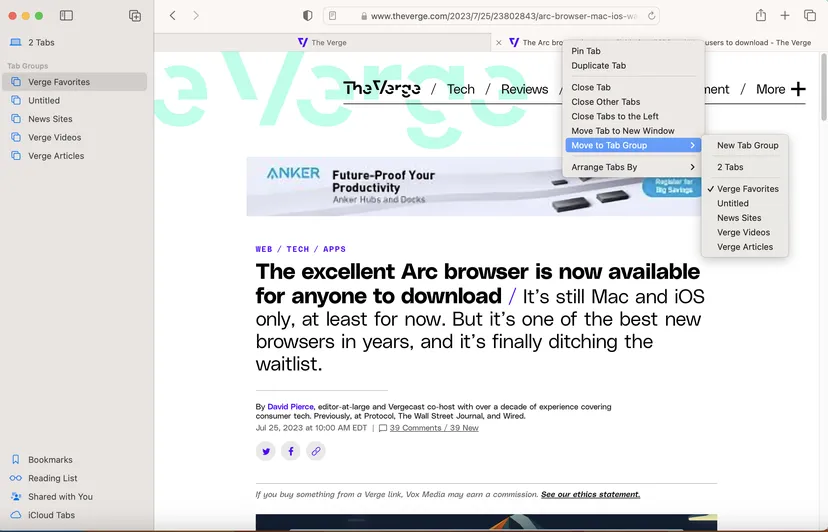 Safari: как использовать группы вкладок 7 Safari
