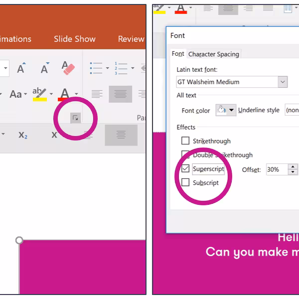 Как добавить надстрочные и подстрочные знаки в PowerPoint